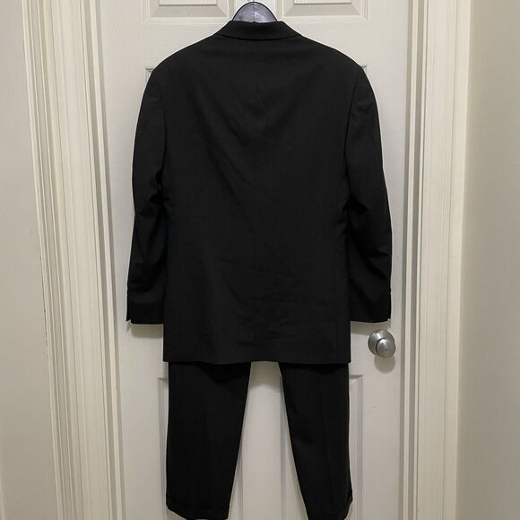 Haggar Enterprise 38R 3 Button Black Pinstripe 2 Pc Suit 32 X 32 Pleated Pants - Picture 3 of 16